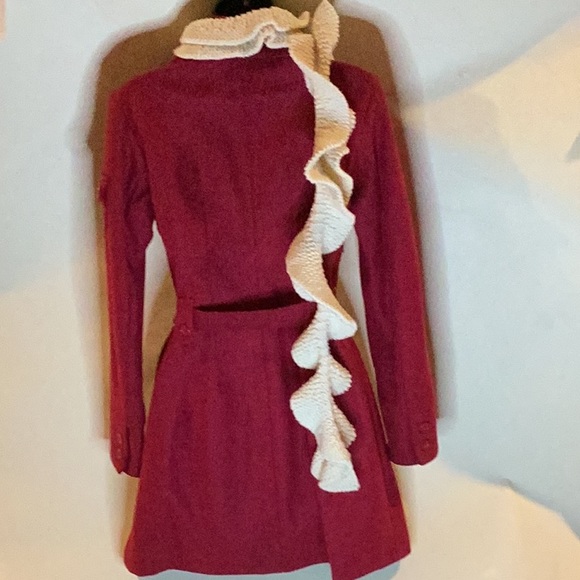 BODY CENTRAL RED WOOL BLEND FITTED WINTER COAT SZ. S - Picture 8 of 13